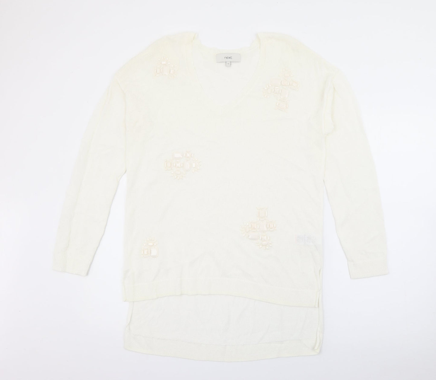 Womens UK Size 12 NEXT White Pullover Jumper