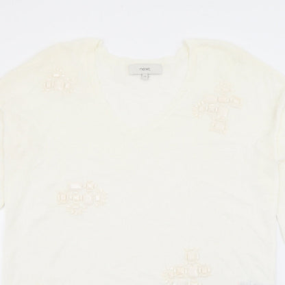 Womens UK Size 12 NEXT White Pullover Jumper