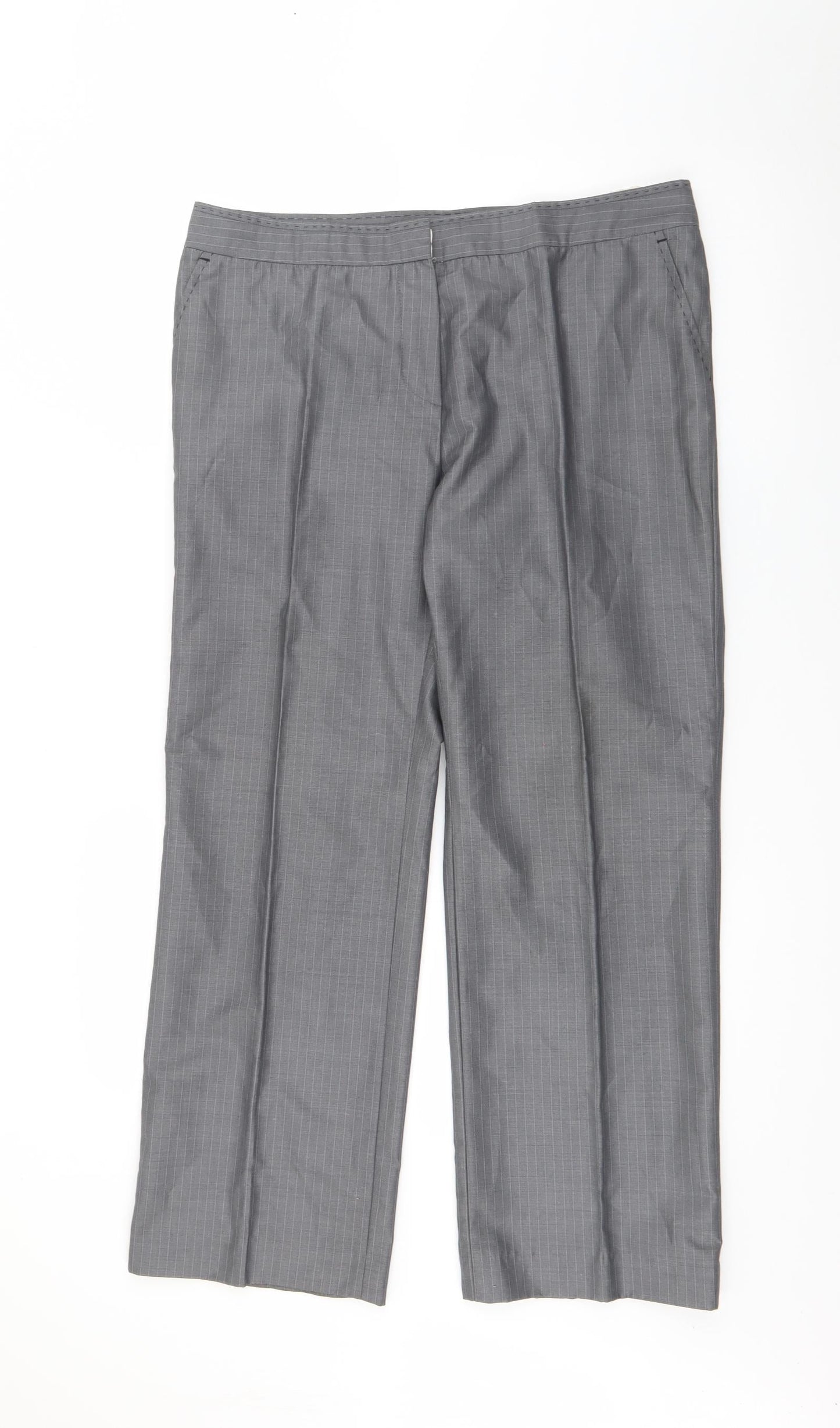 Gerard Darel Womens Grey Striped Polyester Trousers  Size 14 L26 in Regular Zip