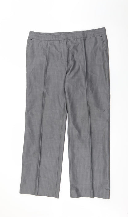 Gerard Darel Womens Grey Striped Polyester Trousers  Size 14 L26 in Regular Zip