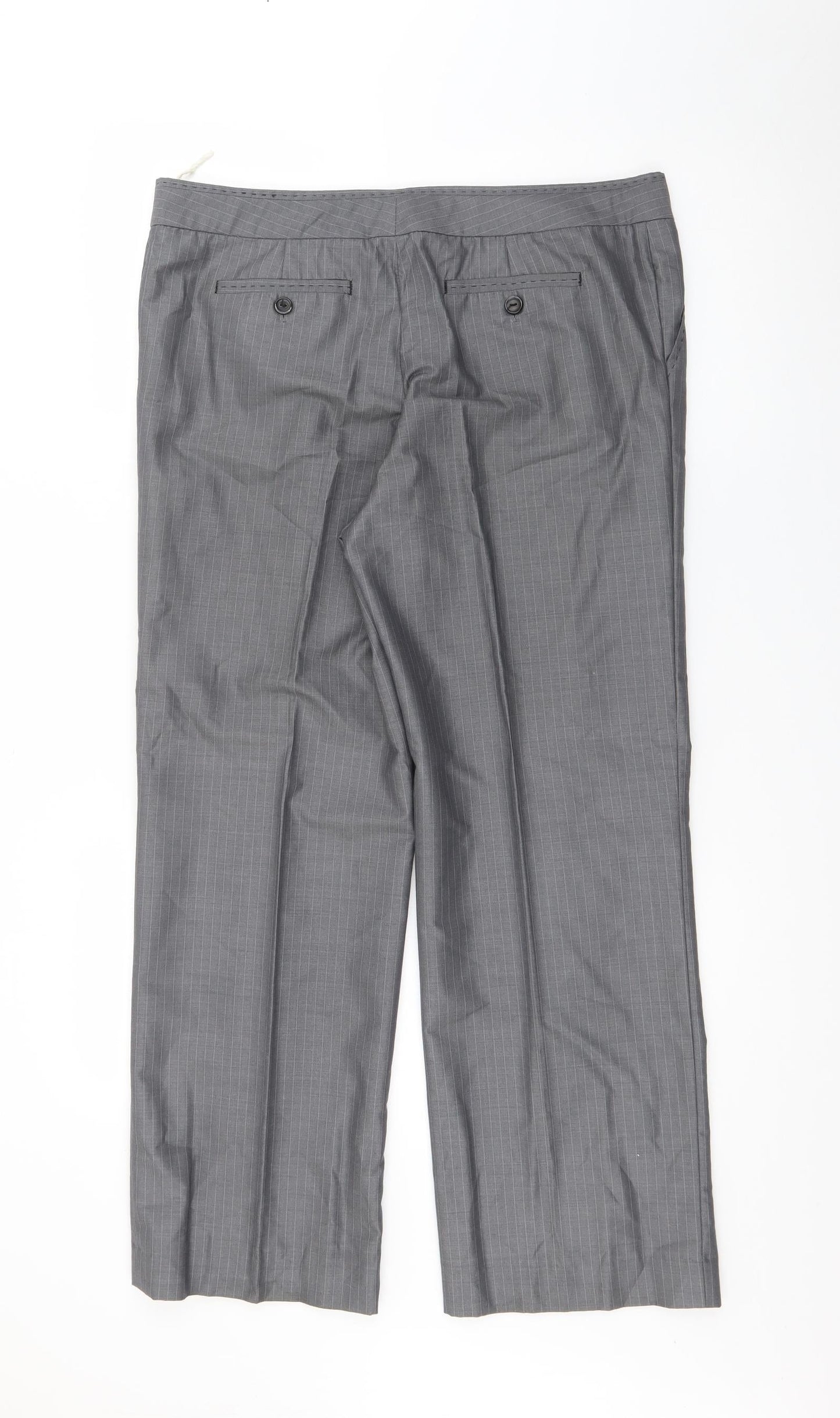 Gerard Darel Womens Grey Striped Polyester Trousers  Size 14 L26 in Regular Zip