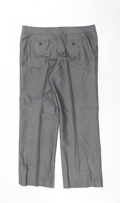 Gerard Darel Womens Grey Striped Polyester Trousers  Size 14 L26 in Regular Zip