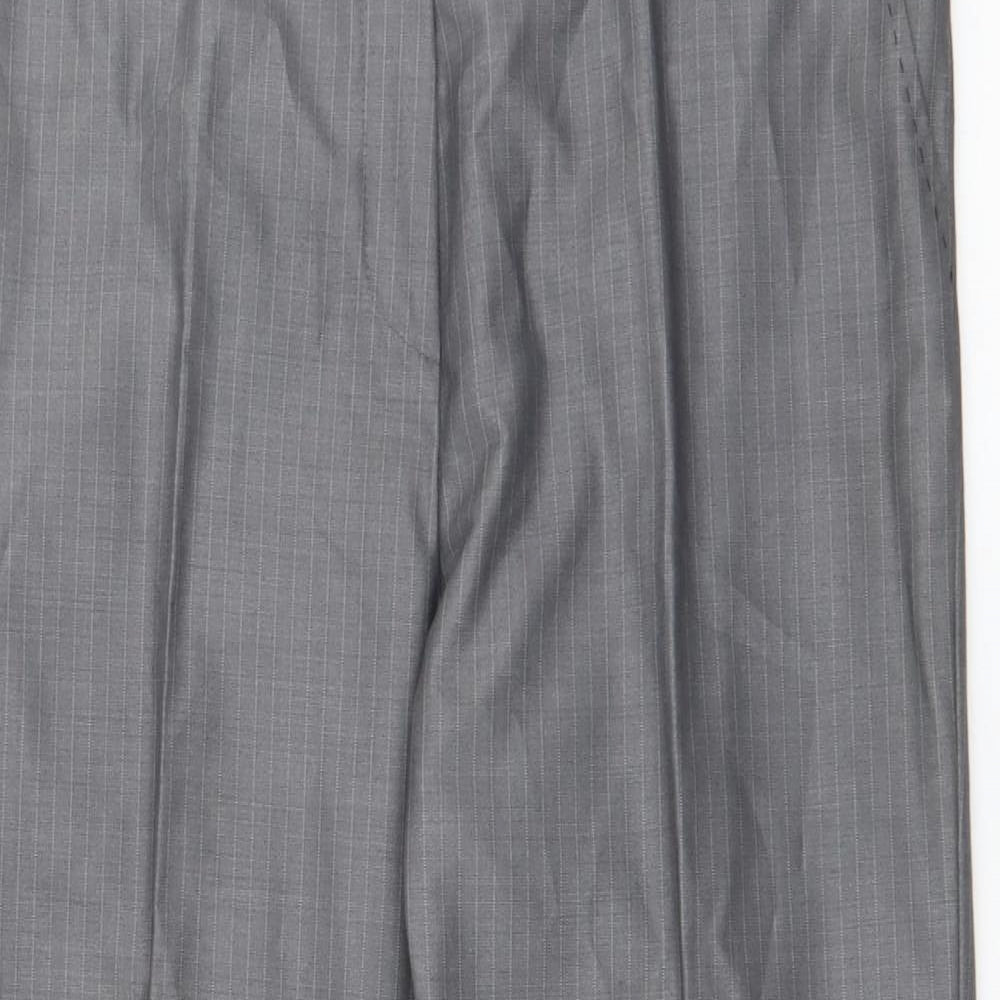 Gerard Darel Womens Grey Striped Polyester Trousers  Size 14 L26 in Regular Zip
