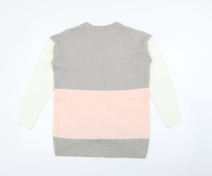 Nutmeg Womens Multicoloured Crew Neck  Acrylic Pullover Jumper Size 10