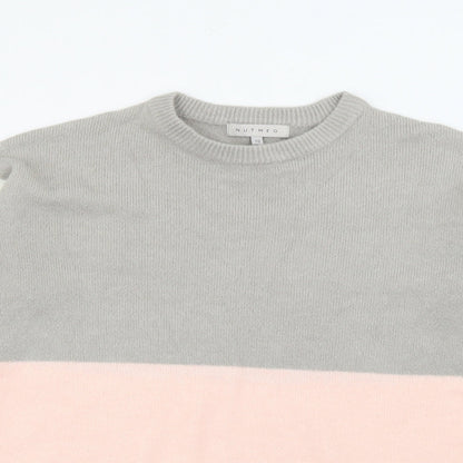 Nutmeg Womens Multicoloured Crew Neck  Acrylic Pullover Jumper Size 10