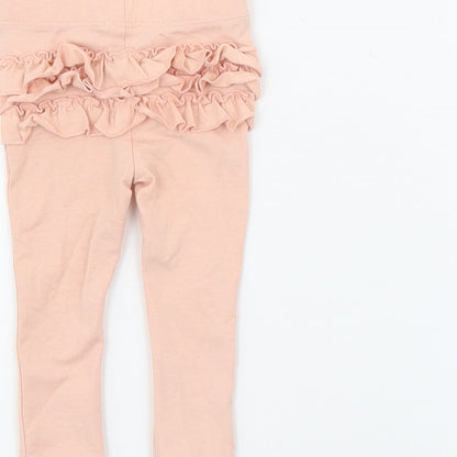 Preworn1 Girls Pink  Cotton Pedal Pusher Leggings Size 3-6 Months