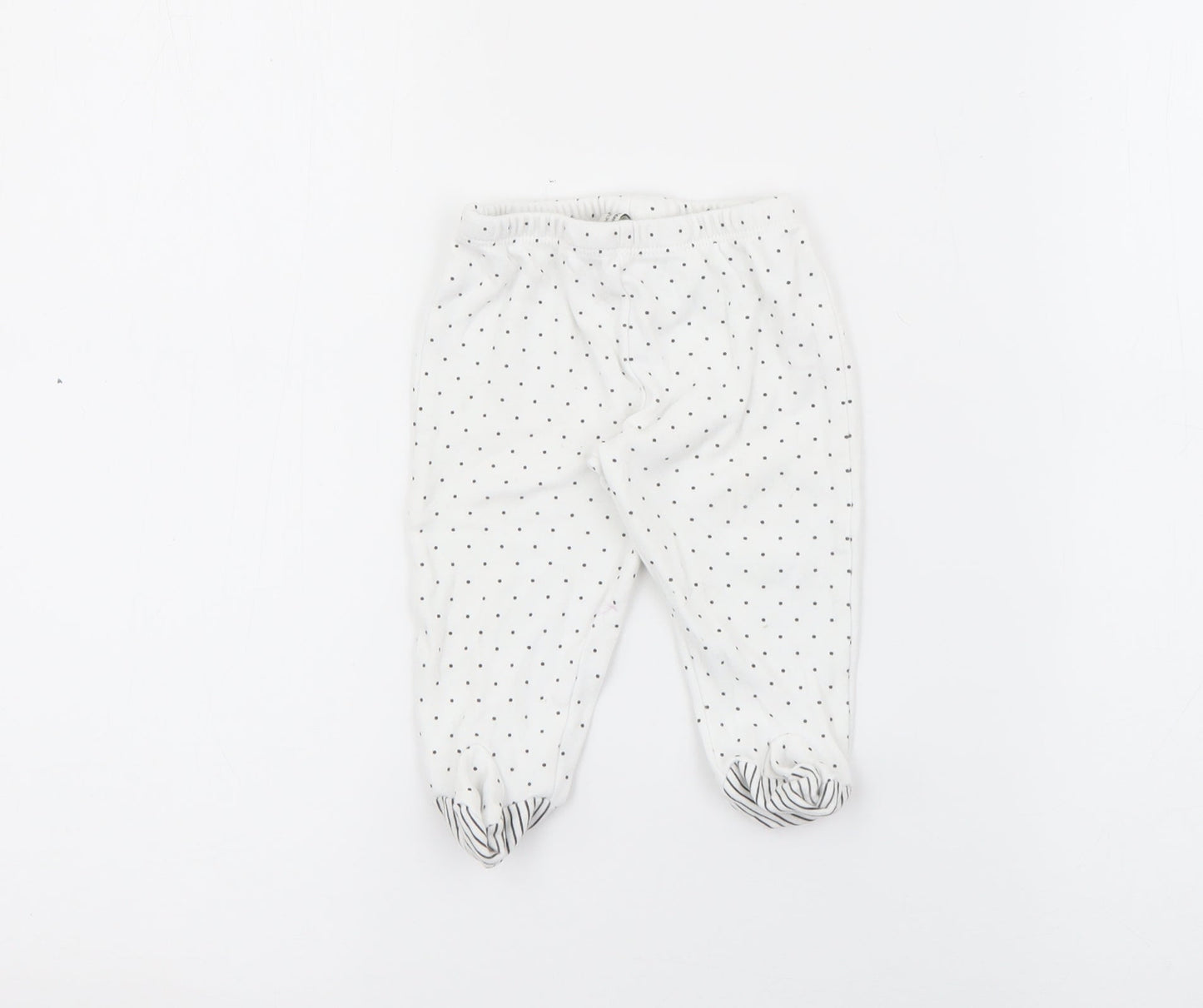 Mini birba Girls White Polka Dot Cotton Pedal Pusher Leggings Size 6-9 Months