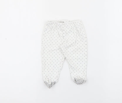 Mini birba Girls White Polka Dot Cotton Pedal Pusher Leggings Size 6-9 Months