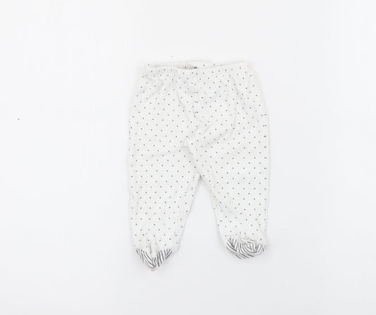 Mini birba Girls White Polka Dot Cotton Pedal Pusher Leggings Size 6-9 Months
