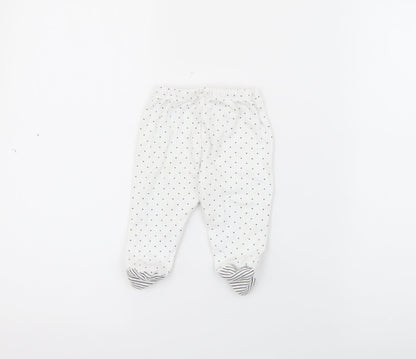 Mini birba Girls White Polka Dot Cotton Pedal Pusher Leggings Size 6-9 Months