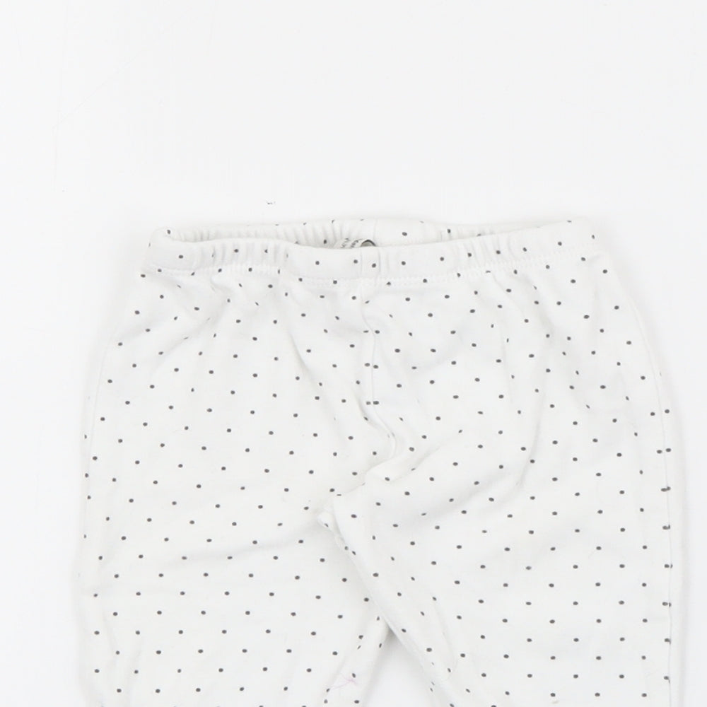 Mini birba Girls White Polka Dot Cotton Pedal Pusher Leggings Size 6-9 Months