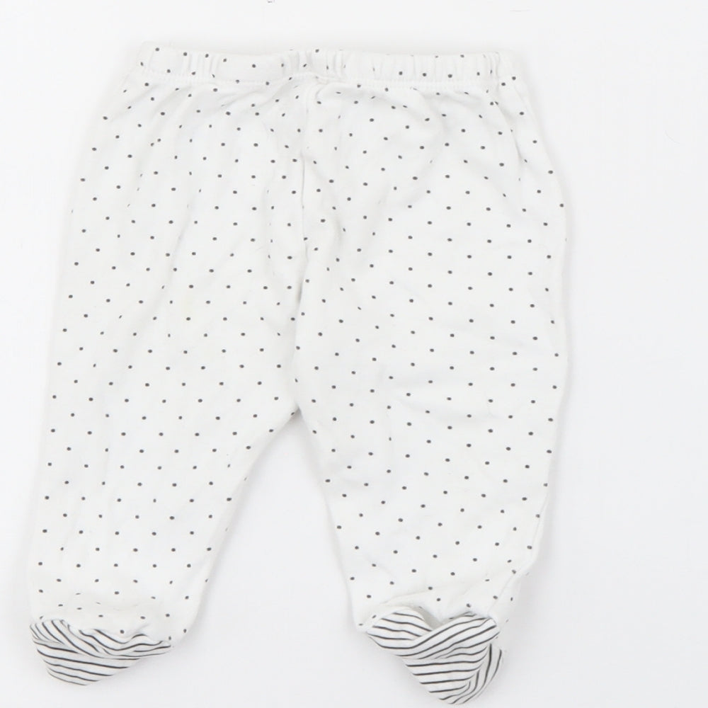 Mini birba Girls White Polka Dot Cotton Pedal Pusher Leggings Size 6-9 Months