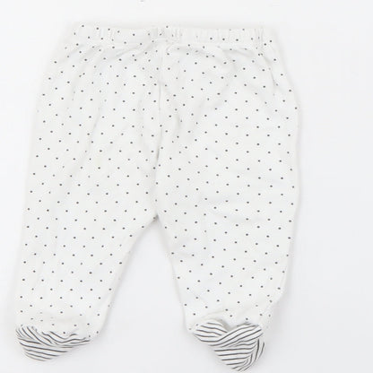 Mini birba Girls White Polka Dot Cotton Pedal Pusher Leggings Size 6-9 Months