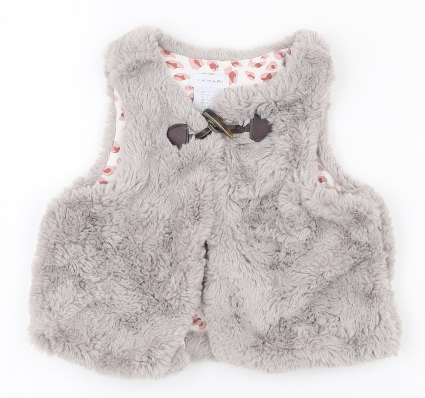 Tahari Girls Grey   Gilet Waistcoat Size 2-3 Years  Button