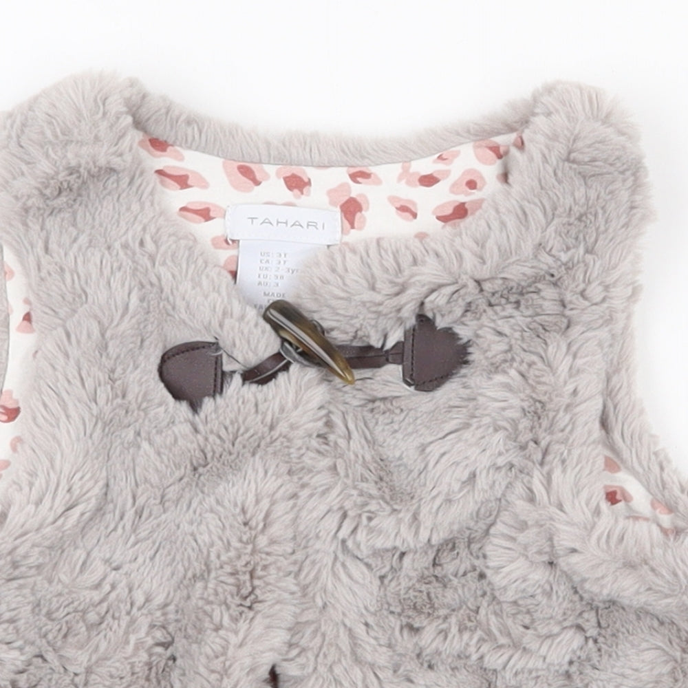 Tahari Girls Grey   Gilet Waistcoat Size 2-3 Years  Button