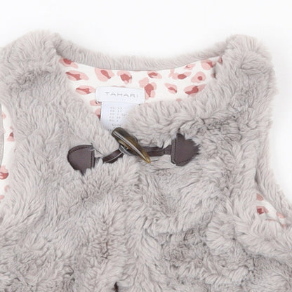 Tahari Girls Grey   Gilet Waistcoat Size 2-3 Years  Button