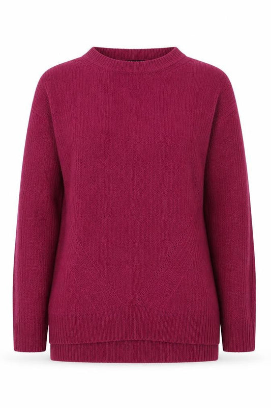 Front view of Peacocks women’s purple crew neck acrylic jumper, size S