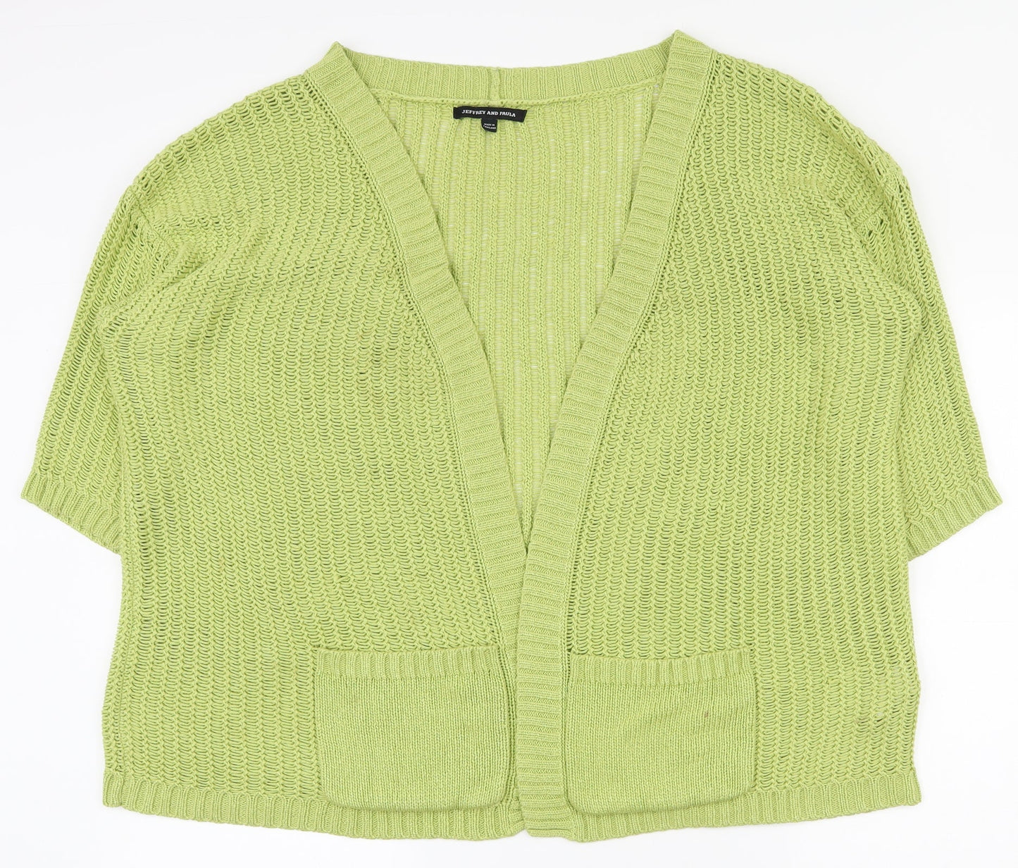 Jeffrey and Paula Womens Green V-Neck  Acrylic Cardigan Jumper Size 16