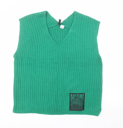 Womens UK Size XS H&M Green Tunic Jumper