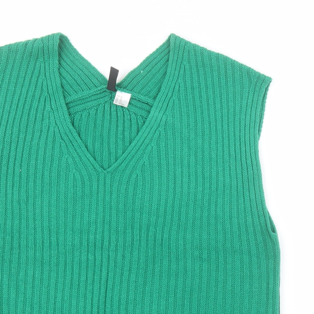 Womens UK Size XS H&M Green Tunic Jumper