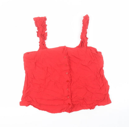Womens UK Size 14 Topshop Red Basic Blouse
