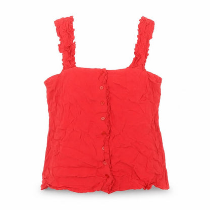 Womens UK Size 14 Topshop Red Basic Blouse
