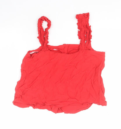Womens UK Size 14 Topshop Red Basic Blouse