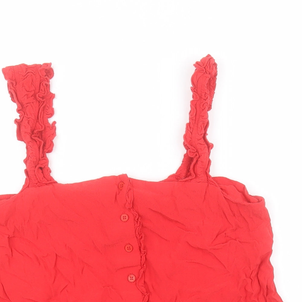 Womens UK Size 14 Topshop Red Basic Blouse