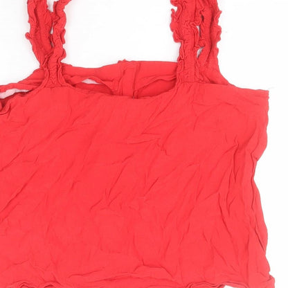 Womens UK Size 14 Topshop Red Basic Blouse