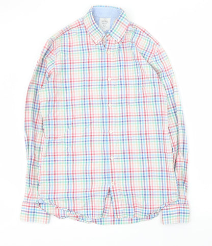 Thomas Mayes Mens Multicoloured Plaid Cotton  Button-Up Size S Collared Button