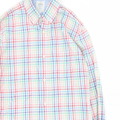 Thomas Mayes Mens Multicoloured Plaid Cotton  Button-Up Size S Collared Button