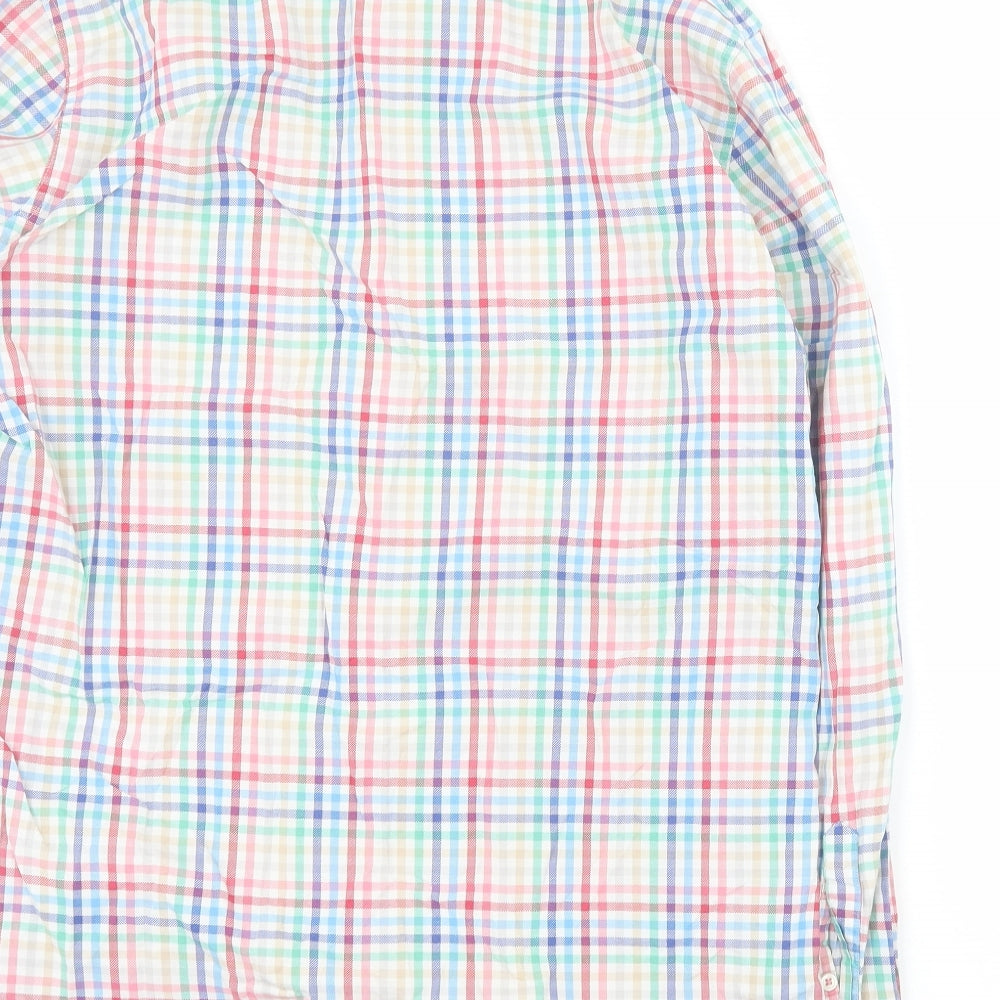 Thomas Mayes Mens Multicoloured Plaid Cotton  Button-Up Size S Collared Button