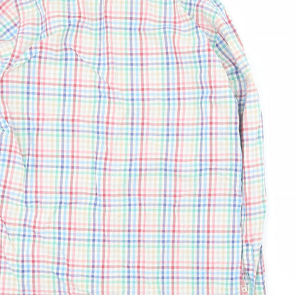 Thomas Mayes Mens Multicoloured Plaid Cotton  Button-Up Size S Collared Button