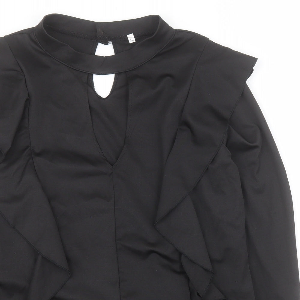 SheIn Womens Black  Cotton Basic Blouse Size XL Halter