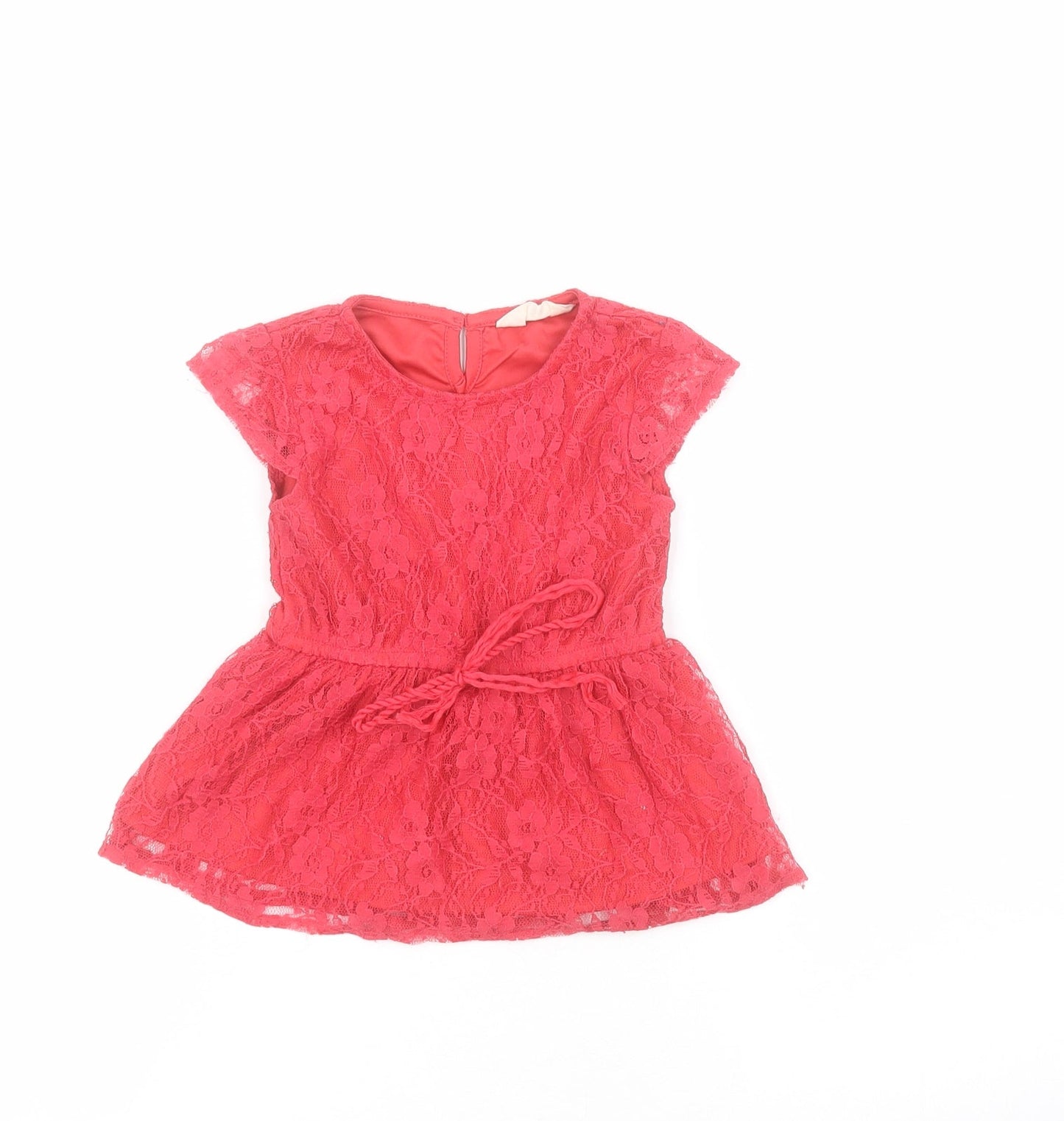 Easy Buy Girls Red  Nylon Pullover Blouse Size 2-3 Years Round Neck Pullover