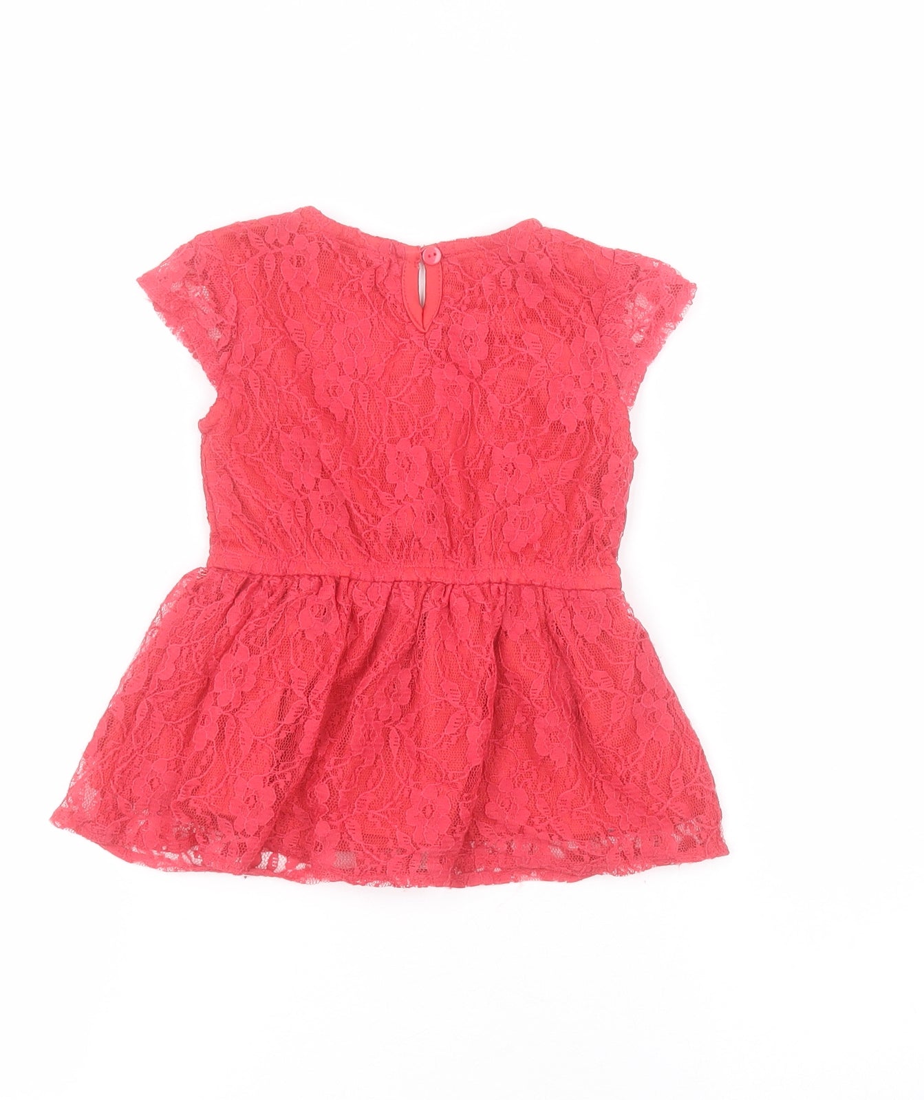 Easy Buy Girls Red  Nylon Pullover Blouse Size 2-3 Years Round Neck Pullover