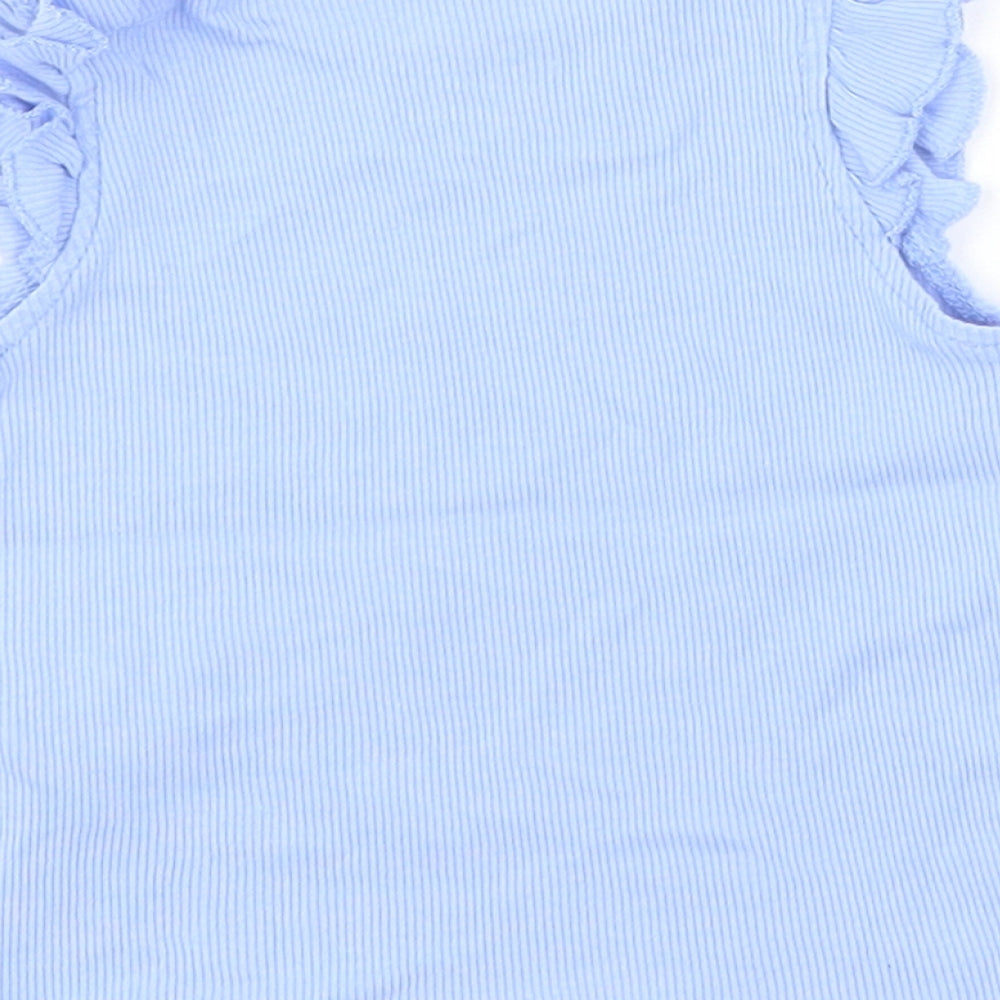 Brand and care label for Primark Baby Blue 100% Cotton Basic Tank, size 9-12, Months Round Neck Pullover