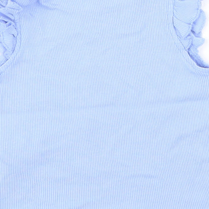 Brand and care label for Primark Baby Blue 100% Cotton Basic Tank, size 9-12, Months Round Neck Pullover