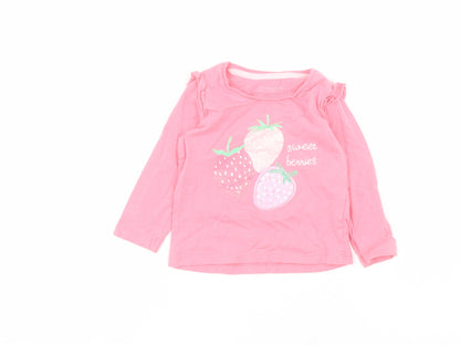 Primark Baby Pink  100% Cotton Pullover T-Shirt Size 9-12 Months Round Neck Pullover