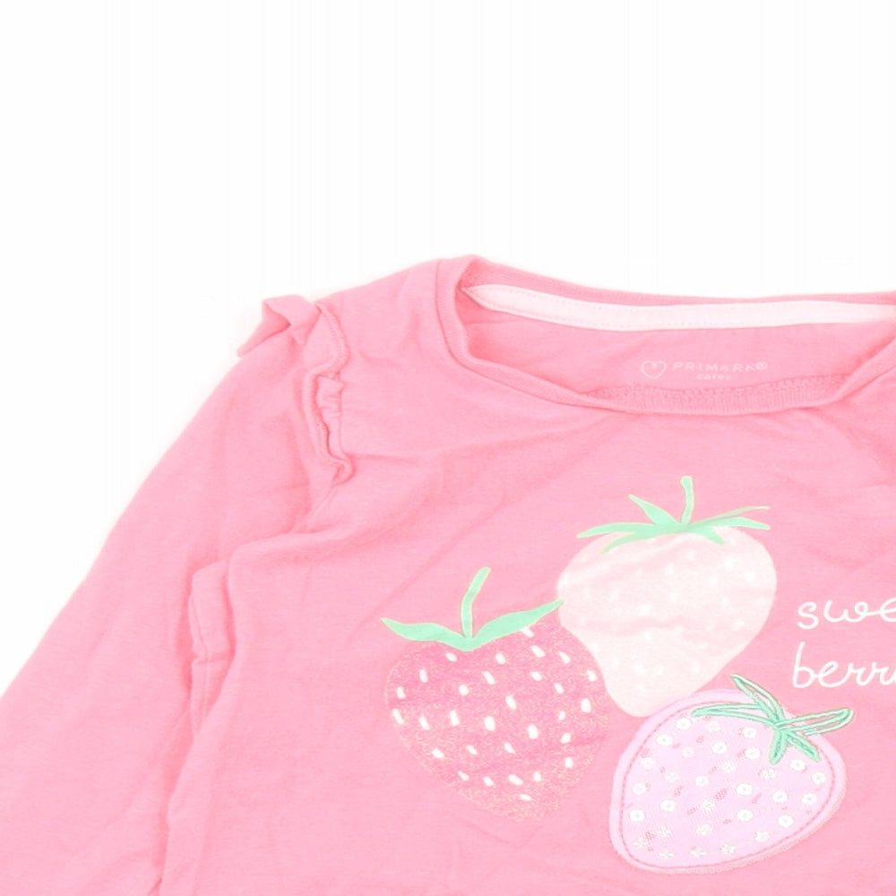 Primark Baby Pink  100% Cotton Pullover T-Shirt Size 9-12 Months Round Neck Pullover