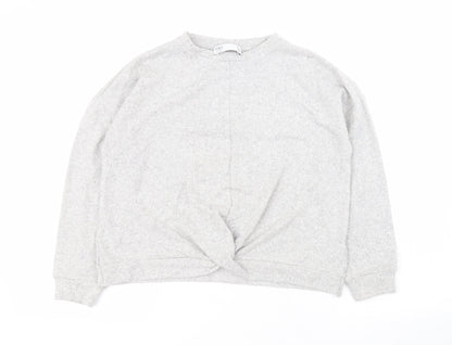 Marks and Spencer Girls Grey Round Neck  Viscose Pullover Jumper Size 10-11 Years  Pullover