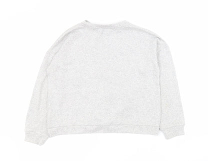Marks and Spencer Girls Grey Round Neck  Viscose Pullover Jumper Size 10-11 Years  Pullover