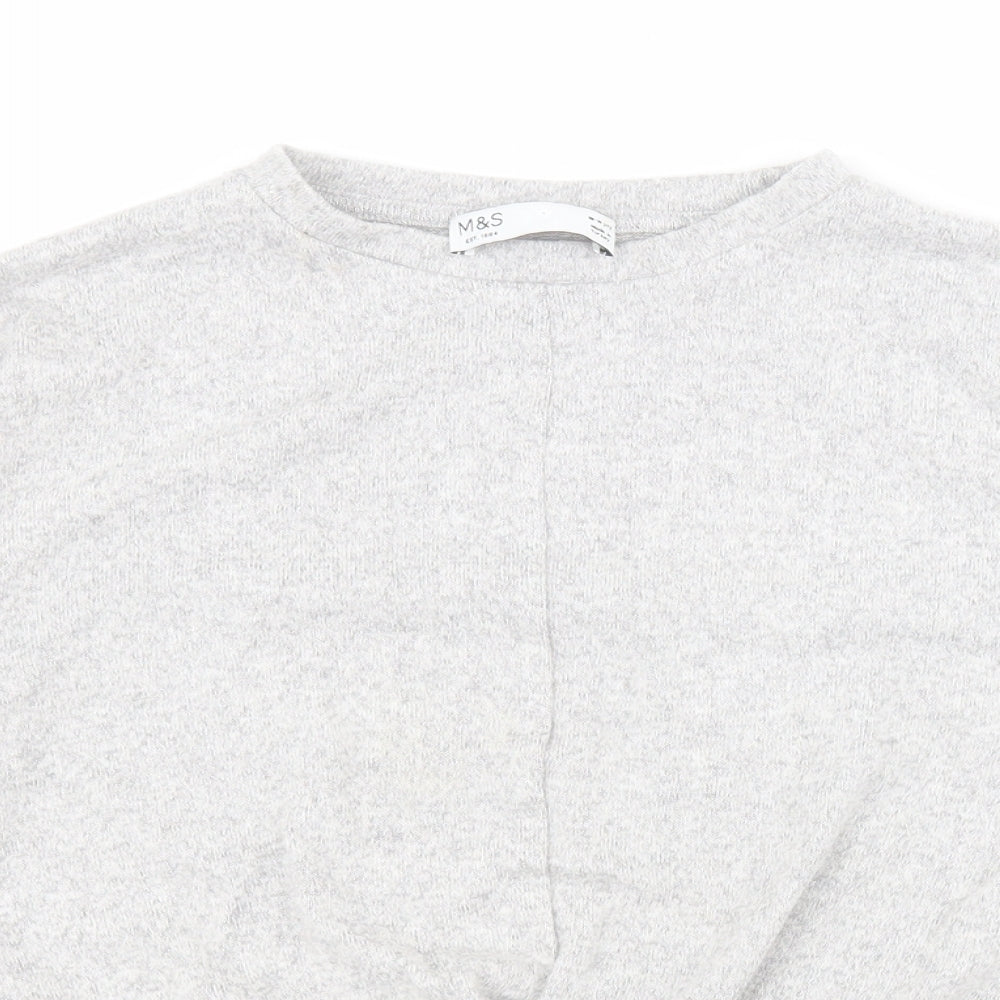 Marks and Spencer Girls Grey Round Neck  Viscose Pullover Jumper Size 10-11 Years  Pullover