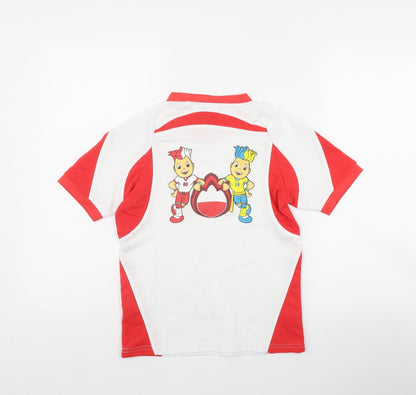 Euro2012 Boys White  Polyester Basic T-Shirt Size 9-10 Years V-Neck Pullover - Poland-Ukraine