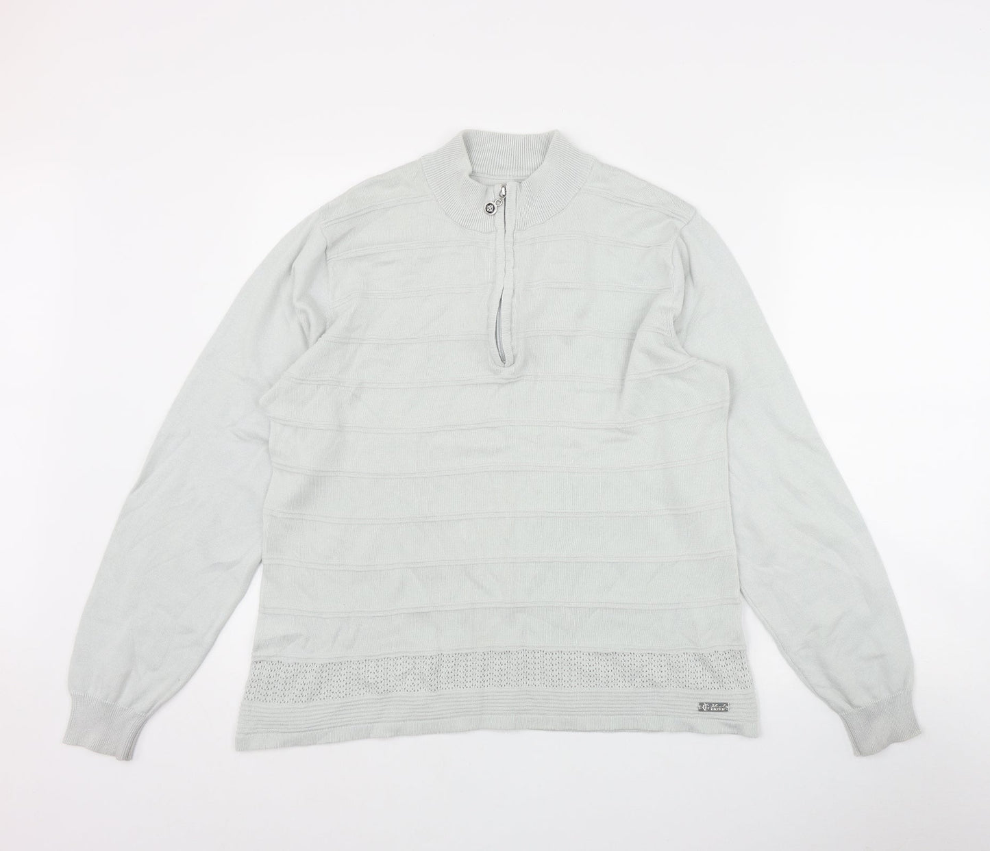 Island Green Womens Grey High Neck  Cotton Pullover Jumper Size 18