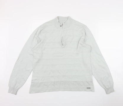 Island Green Womens Grey High Neck  Cotton Pullover Jumper Size 18