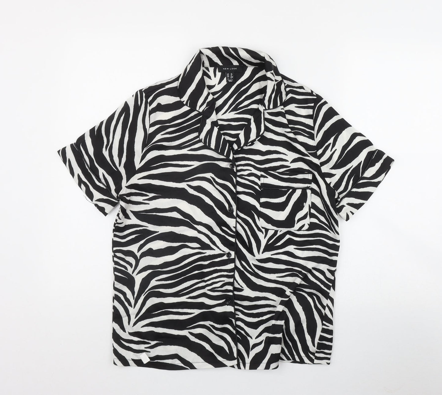 Womens UK Size 10 New Look Black Basic Button-Up