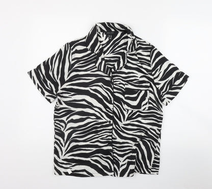 Womens UK Size 10 New Look Black Basic Button-Up