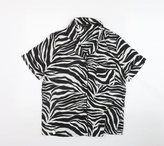 Womens UK Size 10 New Look Black Basic Button-Up