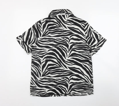 Womens UK Size 10 New Look Black Basic Button-Up